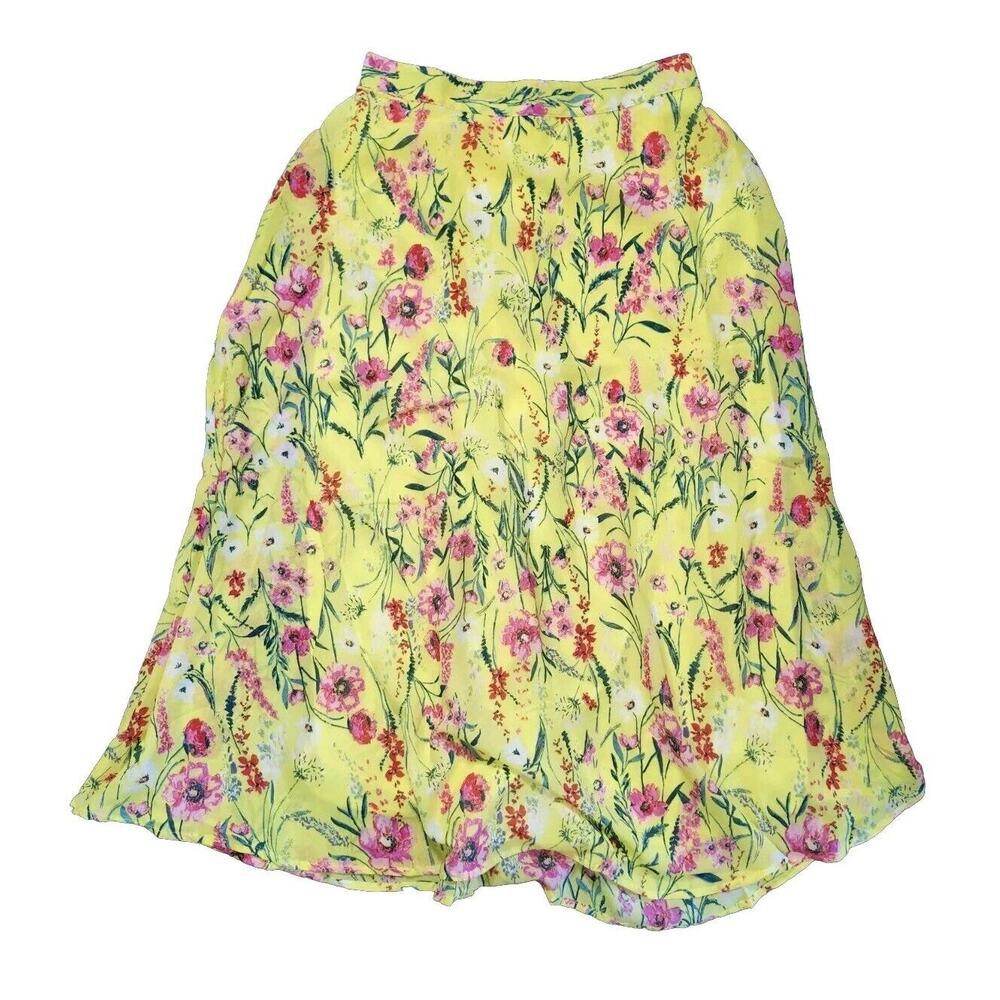 Flint & Moss New York Maxi Skirt Size Large Yellow‎ Floral Elastic Waist